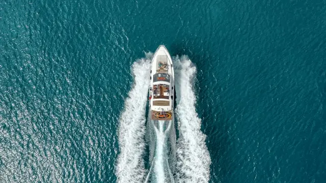 Aerial view of yacht