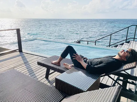 Man relaxing on yacht