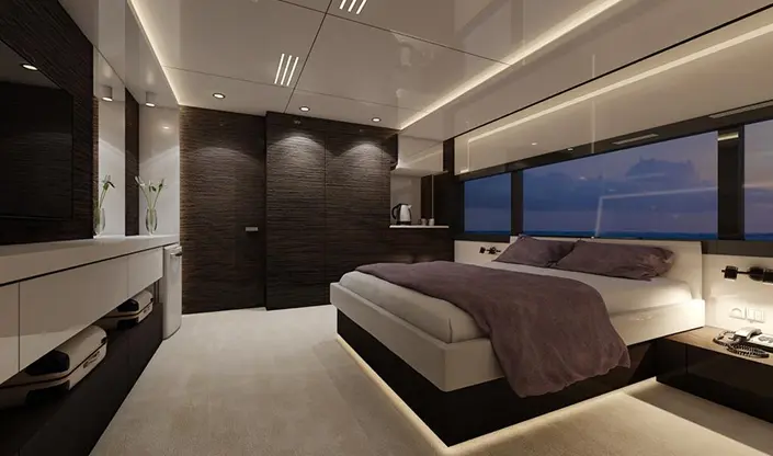 Luxurious bedroom interior with modern furnishings