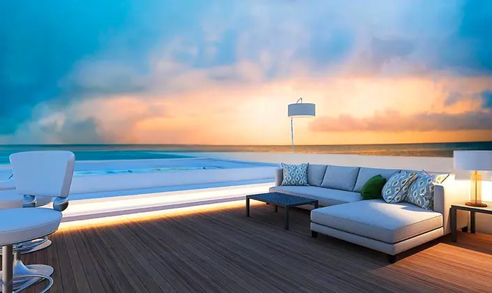 Luxurious bedroom interior with modern furnishings